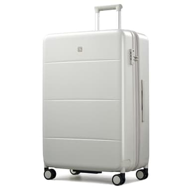 Hanke Expandable 28 Inch Luggage with Spinner Wheels, Hardside Large Suitcase, All-PC Hard Shell Checked Luggage, TSA Lock, Durable Checked-Large (Smoke White, 114L)
