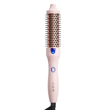 K&K 1.25 Inch Ceramic Tourmaline Ionic Heated Round Brush Curling Brush Creates Blowout Look -Creates Root Volume & Loose Curls Volume Curls Dual Voltage Hair Styling Tool Silvery