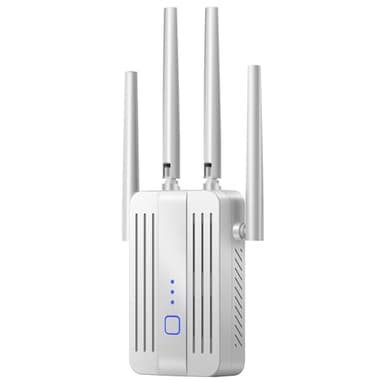 WiFi Extender Signal Booster, Ultra Fast 1200Mbps WiFi Extender with Ethernet Port for Home Covers Up Seamless Coverage Up to 10000 Sq. Ft. with Dual-Band Boost (White)