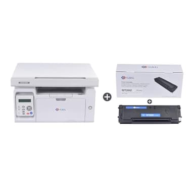 G&G M2022NW Wireless All-in-One Laser Printer &GT202 Toner, Monochrome Laser Printer with Scanner for Home & Office Use, Includes 700+1600 Page Toner Cartridges (M2022NW+GT202)