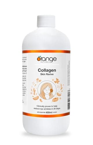 Orange Naturals Collagen Skin Revive Liquid Supplement 450ml 45-Servings - Hydrolyzed Collagen Peptide for Women, Support Smooth Skin, Radiant Complexion, Hair & Nail Strength, Orange Flavour
