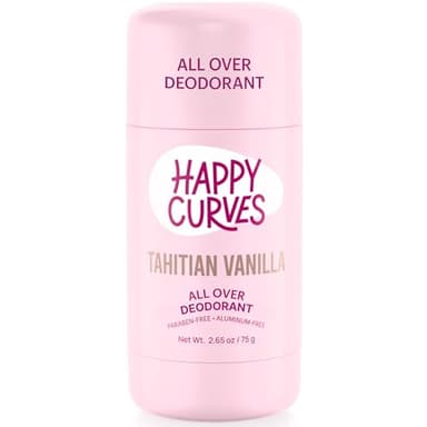 HAPPY CURVES Whole Body Aluminum-Free Deodorant for Women - Long Lasting Invisible Layer of Protection, Sweat Control, Feminine Deodorant for Sensitive Skin and Private Parts (75 g (Pack of 1), Tahitian Vanilla)