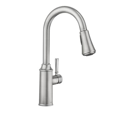 Moen Conneaut One-Handle High Arc Kitchen Sink Faucet with Power Boost for a Faster Clean, Kitchen Faucet with Pull Down Sprayer, Spot Resist Stainless, 87801SRS