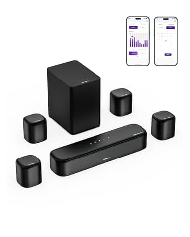 ULTIMEA 7.1ch Sound Bar with Dolby Atmos, Surround Sound System for TV with 4 Surround Speakers, Sound Bar for Smart TV with App Control, Soundbar with Subwoofer for Home Theater, HDMI eARC, Aura A60
