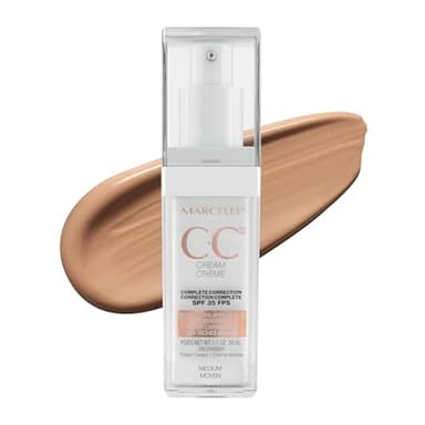 Marcelle CC Cream SPF 35, Medium, Complete Correction, Tinted Moisturizer, Non-Comedogenic, Perfume-Free, Paraben-Free, Oil-Free, Hypoallergenic, Cruelty-Free, 30 mL
