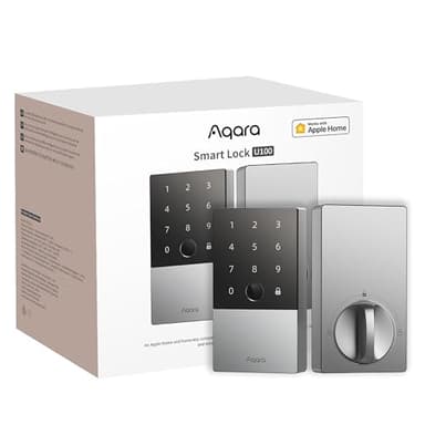 Aqara Smart Lock U100, Fingerprint Door Lock with Apple Home Key, Keyless Entry Door Lock, Bluetooth Electronic Deadbolt, IP65 Weatherproof, Supports Apple HomeKit, Alexa, IFTTT, Silver