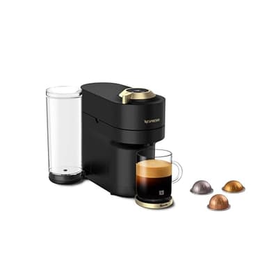 Nespresso Vertuo Pop+ Deluxe Coffee and Espresso Machine by Breville - Matte Black and Gold
