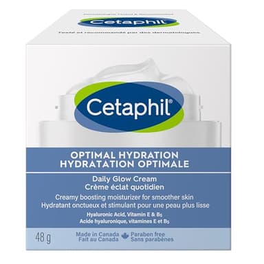 Cetaphil Optimal Hydration Daily Glow Cream for Sensitive, Dry and Dehydrated Skin – 48hr Hydration – with Hyaluronic Acid, Niacinamide, Vitamin E & Vitamin B5 – Dermatologist Recommended, 48g