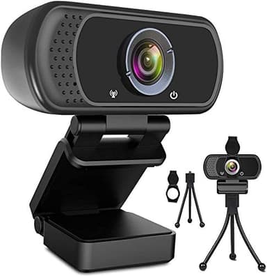Webcam HD 1080p Web Camera, USB PC Computer Webcam with Microphone, Laptop Desktop Full HD Camera Video Webcam 110 Degree Widescreen, Pro Streaming Webcam for Recording, Calling, Conferencing, Gaming