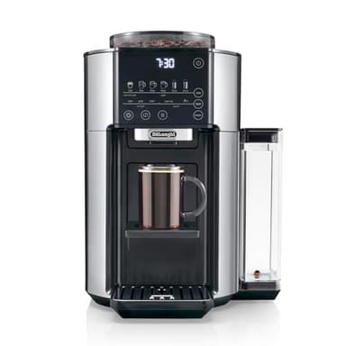 De'Longhi True Brew Drip Coffee Maker, Built in Grinder, Single Serve, 8 oz to 24 oz, Hot or Iced Coffee, Stainless, CAM51025MB