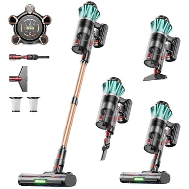 Cordless Vacuum Cleaner, 650W 55KPA 70 Mins Vacuum Cleaners with Hurricane Mode, Anti-Tangle Brush, 1.8L Dust Cup, Self-Standing Stick Vacuum Cordless for Hard Floors, Carpet & Pet Hair