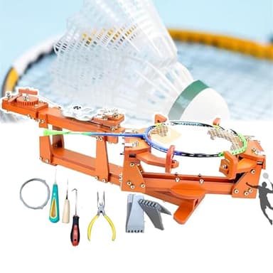 Badminton Racket Stringing Machine, 6-Point Fixed - 60lb Winch Type String Machine, 360° Rotating Table, with Tools/Accessories, for DIY Squash, Tennis Or Badminton Rackets,A
