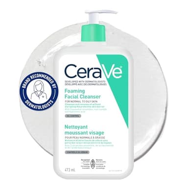 CeraVe Foaming Face Wash, Gentle Face Cleanser for Men & Women with Hyaluronic Acid, Niacinamide, Ceramides. Makeup Remover for oily skin, Fragrance-Free, Non-Comedogenic, Sensitive Skin, 473ML