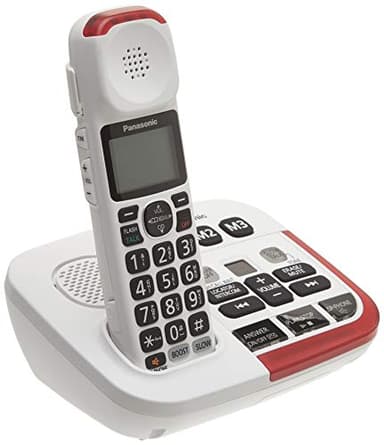 Panasonic Amplified Cordless Phone with Answering Machine, Call Block, and Talking Caller ID - 1 Cordless Handset - KX-TGM470CW (White)