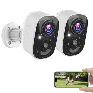 MaxiViz Wireless Camera Outdoor, Battery Powered Security Camera with 2K Color Night Vision, Outside Cameras with AI Motion Detection, 2-Way Talk, IP66 Weatherproof, SD/Cloud Storage, 2 Packs