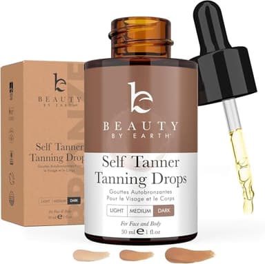 Self Tanning Drops for Face - Organic & Natural Ingredients, Ultra Dark Face Tanning Drops to Add to Moisturizer, Self Tanner for Sunless Fake Tan & Natural Glow, Cruelty & Toxin Free