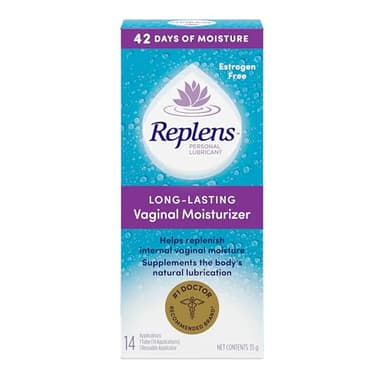 Replens Long-Lasting Vaginal Moisturizer and Lubricant, Replenish internal vaginal moisture, Immediate relief, Paraben free, Estrogen Free, Fragrance Free, 14 Applications, 35 g