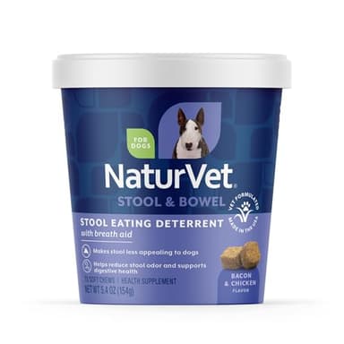 NaturVet Coprophagia Stool Eating Deterrent Plus Breath Aid for Dogs, 70 ct Soft Chews, Made in USA