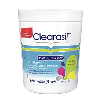 Clearasil, Daily Clear, Hydra-Blast Cleansing Pads, Won't Overdry, Salicylic Acid 1%, 90 Count