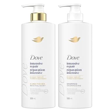 Dove Intensive Repair Shampoo & Conditioner for Damaged Hair, with Liquid Bio-Protein Care technology, 530mL(1 Shampoo + 1 Conditioner)