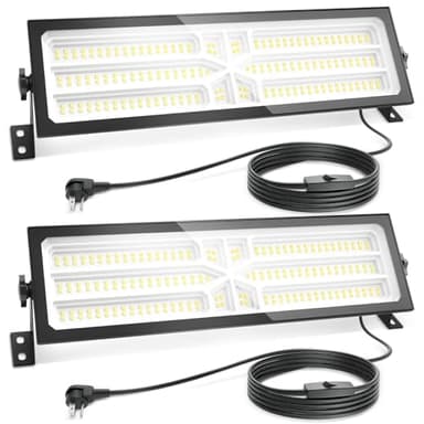 2 Pack Linkable LED Shop Lights, 100W 15000LM Aluminum Garage Lights, 6000K Shop Lights for Garage, Workshop, Utility Room