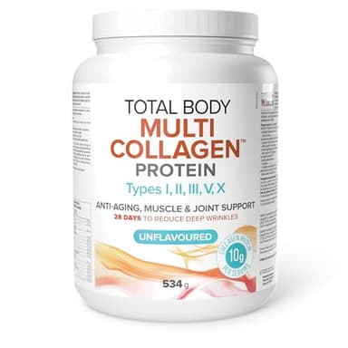 Natural Factors Total Body Multi Collagen Protein,534 g, Unflavoured, 10g of Hydrolyzed Collagen per Scoop, 48 Servings, Combines 5 Types of Collagen, Anti-Aging, Muscle & Joint Support, 28 Days to Reduce Wrinkles, Keto & Paleo Friendly, Proudly Canadian