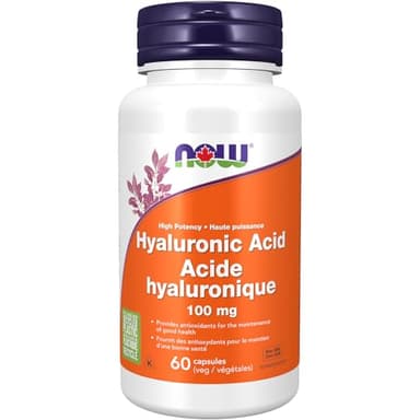 NOW Supplements, Hyaluronic Acid 100 mg, Double Strength with L-Proline, Alpha Lipoic Acid and Grape Seed Extract, 60 Veg Capsules