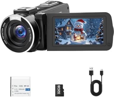 Camcorder Video Camera, 1080P HD Camcorder, Vlogging Camera with 48MP 3" 270° Flip Screen, Anti-Shake 18X Digital Zoom Cam Corder, Webcam Function, Built-in Fill Light & 32GB Card