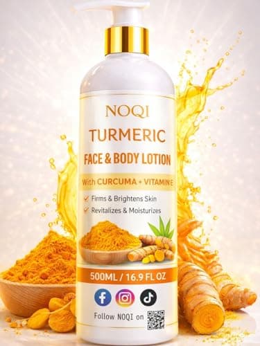 NOQI |Turmeric Lotion| Nourishing & Hydrating | Shea butter, Vitamin C,Ginseng | brightening Lotion| For Face and body 500 ml/16.9oz