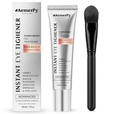 Instant Firm Eye Tightener Cream– Perfection Under Eye Cream with Brush, Rapidly Reduces Puffiness & Eye Bags, Smooths Wrinkles & Fine Lines – Lightweight, Gentle Formula for All Skin Types – 1 oz