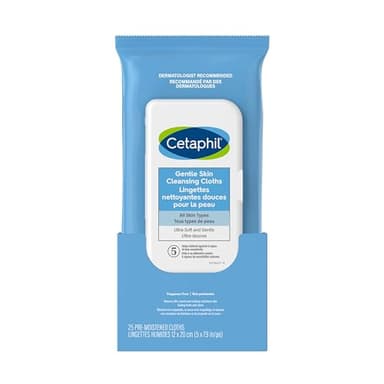Cetaphil Gentle Skin Cleansing Cloths - Face and Body Wipes - Removes Dirt, Oil and Makeup - Non Irritating, For Sensitive Skin - Dermatologist Recommended, 25-Count