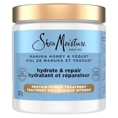 Shea Moisture Hydrate + Repair Protein Power Hair Treatment for dry, damaged hair Manuka Honey & Yogurt sulfate-free deep conditioner 237 ml