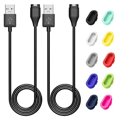 AWINNER 2 Pack Charger Cable Compatible for Garmin Instinct 2,Instinct 2S,Forerunner 965/265/265s,Replacement Watch Charging Cable Cord Plus Silicone Charger Port Protector Anti Dust Plug