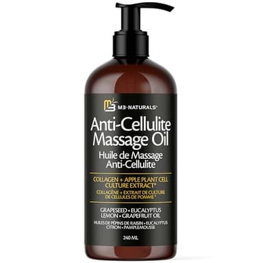 M3 Naturals Firming Body Massage Oil with Collagen & Stem Cell – Helps Smooth The Appearance of Cellulite & Improve Skin Texture – Refreshing Aromatherapy Body Oil for Legs & Full Body – 8 Fl Oz