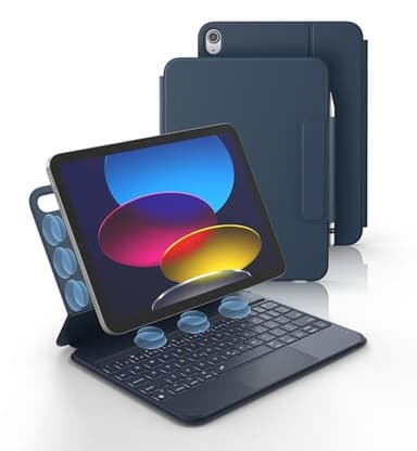 Dexnor for iPad (A16) 11th/10th Generation Case with Keyboard Ultra-Light Magnetic Detachable Folio Keyboard Cover Multi-Touch Trackpad Backlit for iPad 10th Gen 10.9" (2022)/11th Gen (2025), Blue