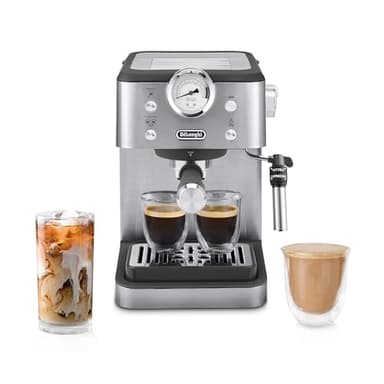 De’Longhi Classic Espresso Machine with Milk Frother, 15-Bar Pump & Temperature Control - for Espresso, Latte, Cappuccino & Iced Coffee - Italian Stainless Steel Design