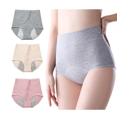 3 Pack Women's Incontinence Underwear Washable, Double Elastic High Waist Adult Incontinence Protective Briefs, Reusable for Light Bladder Leakage(L-Waist: 24.4''~38.6'')