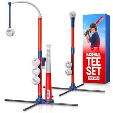 Ninja Blast Tee Ball Set for Kids - 4 Year Old Boy Birthday Gift Baseball Batting Tee- T Ball Set for Toddlers 3-5 4-6 - Toys for Ages 3 4 5 6 Year Old Boy - Toddler Outdoor Toys, Baseball Tee