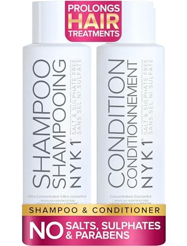 NYK1 SULFATE FREE Shampoo And Conditioner Set (500ml x2) Salt And Sulphate Free Shampoo And Conditioner - Aftercare Set For Extensions, Colour And Keratin Treated Hair For Nourishment And Shine