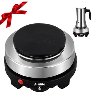 Artilife 500W Small Hot Plate Mini Hot Plate, Christmas Gift, Electric Single Hot Plate,Multi-Function Portable Stove Kitchen Cooktop Electric Heater for Home 110V