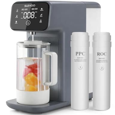 Reverse Osmosis Water Filter Countertop, 6 Stage Ro Water Filtration System with Remineralization Glass Pitcher, 4:1 Pure to Drain, TDS Displaying, 4L Capacity Tank for Home Office(Blue Gray)