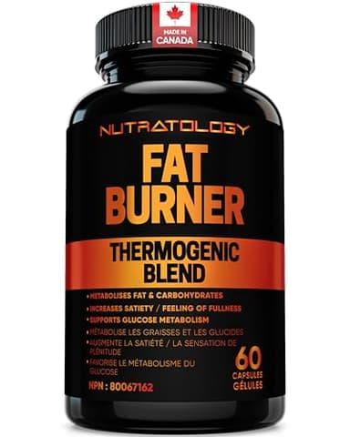 Nutratology Thermogenic Fat Burner | Canadian-Made | Metabolizes Carbohydrates & Fats - Appetite Suppressant That Helps Satiety - Weight Loss Pills for Women & Men - Keto-Friendly - 60 Capsules