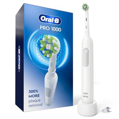 Oral-B Pro 1000 Electric Toothbrush, White, Rechargeable Power Toothbrush with 1 Brush Head