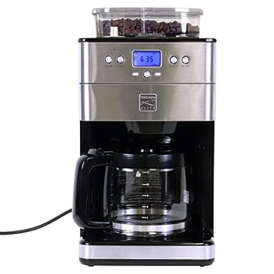 Kenmore Elite Grind And Brew Coffee Maker - Burr Grinding Ground Coffee Bean Hopper With Drip Pot, 12 Cup Programmable Automatic Brew Coffee Machine For Barista Style Cafetera, Use For Kitchen & Café