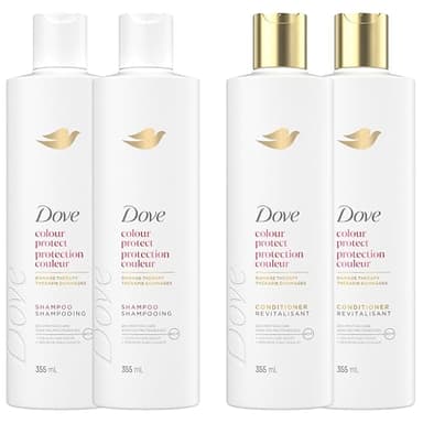 Dove Colour Protect Shampoo and Conditioner for Colour Treated Hair, with Liquid Bio-Protein Care, 355 ML 2 Shampoo + 2 Conditioner)