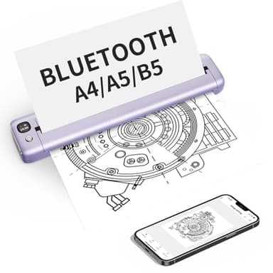 Rongta Portable Printer Wireless for Travel, Inkless Thermal Printer, Compatible with Android,iOS & Laptop, Small Bluetooth Mobile Printer for School/Office/Home Use (Purple)