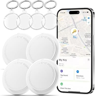 4-Pack Bluetooth Tracker for Android Android GPS Tracker Tag with 4 Waterproof Keyrings GPS Tags for an-Droid Both iOS and an-Droid Compatible,for Keys,Suitcase,Wallet and More. (4PCS)