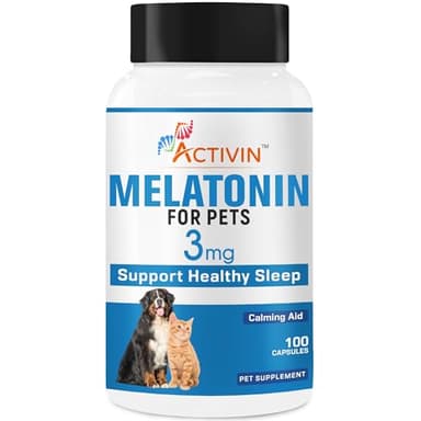 Melatonin 3 mg for Dogs | Supports Sleep/Wake Cycles |Helps Reduce Stress in Dogs and Cats | Calming Aid |100 Capsules