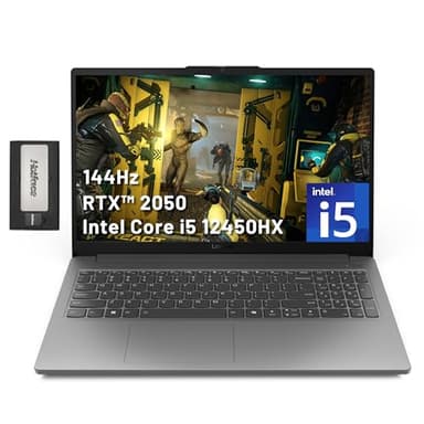 Lenovo LOQ 15.6" 144Hz FHD Gaming Laptop, Intel i5-12450HX, NVIDIA GeForce RTX 2050, 16GB DDR5, 1TB PCle SSD, Wi-Fi 6, Bluetooth, Windows 11, Grey, 256GB Docking Station Set