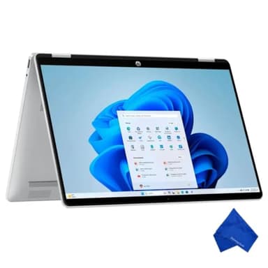 HP OmniBook 5 Flip 2-in-1 14" Touchscreen 2K Laptop - Intel Core 5 Series 1, 8GB RAM, 512GB SSD, Windows 11, Newest Model (with Microfiber Cloth) - Glacier Silver (14-fp0013dx)